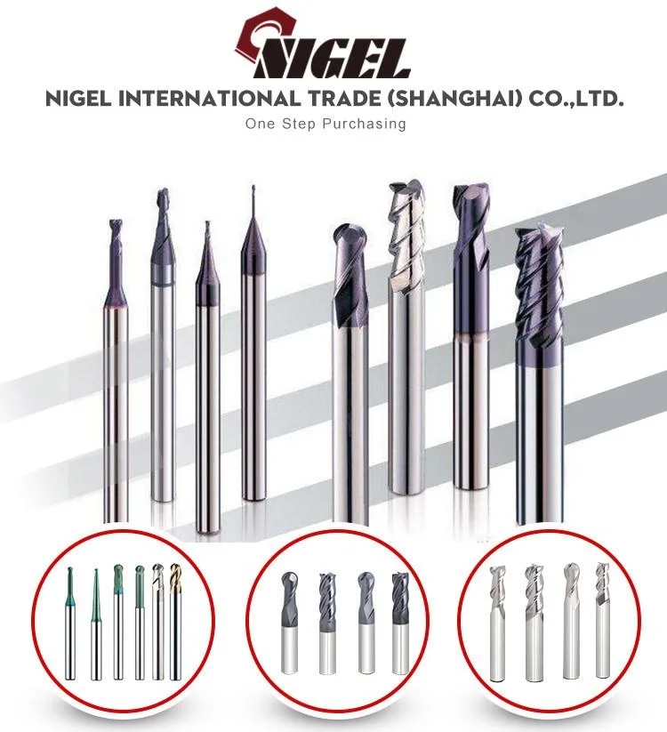 Nigel Cutting Tools Tungsten Steel Aluminium Used 2 Flutes Flat Endmill