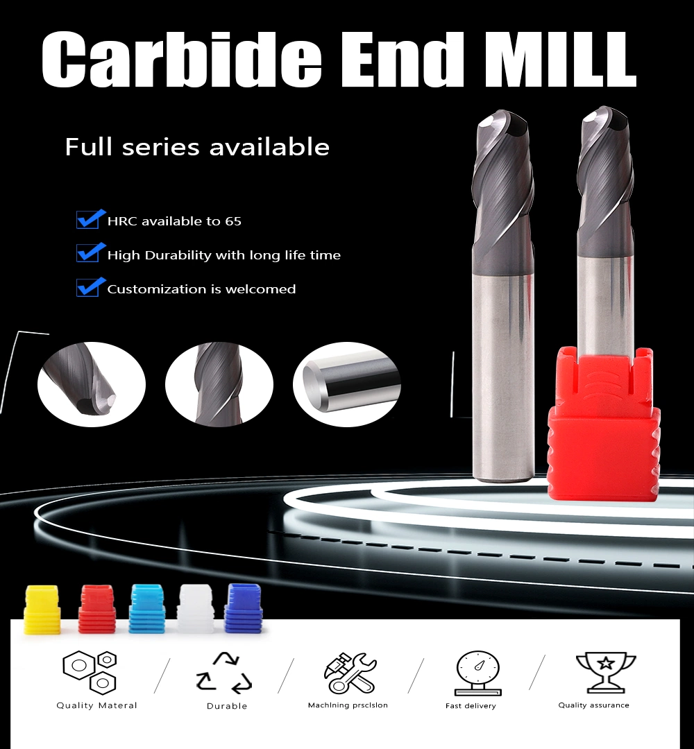 Solid Carbide End Mills For Metal Working Ball Nose endmill