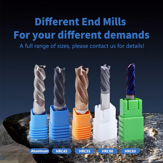 4 Flutes Tungsten Carbide Square End Mill for HRC 60